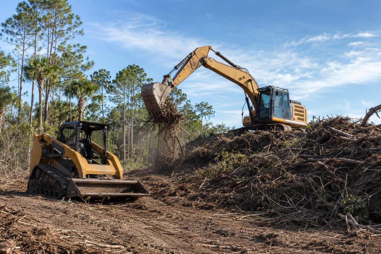 Equipment removing brush and overgrowth